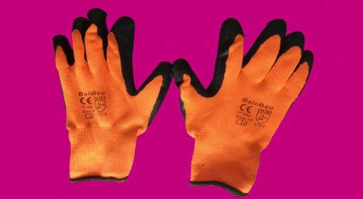 Téli munkáskesztyű mártott, latex - narancssárga/fekete